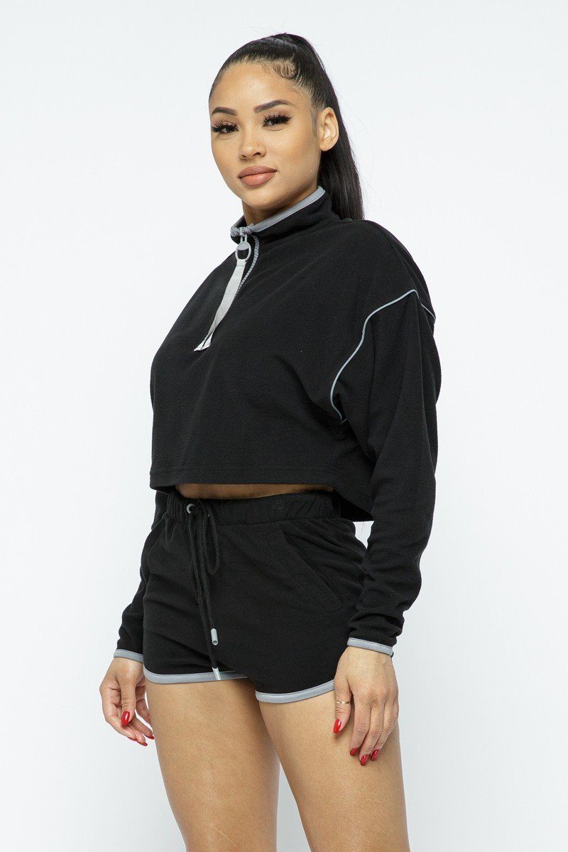 Sporty Crop Top Sporty High-waist Shorts Set - Absolute Fashion 2020