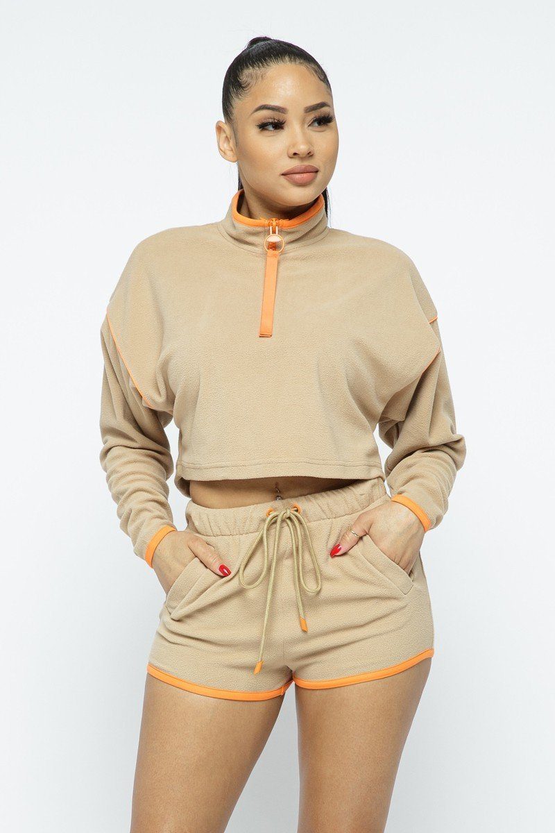 Sporty Crop Top Sporty High-waist Shorts Set - Absolute Fashion 2020