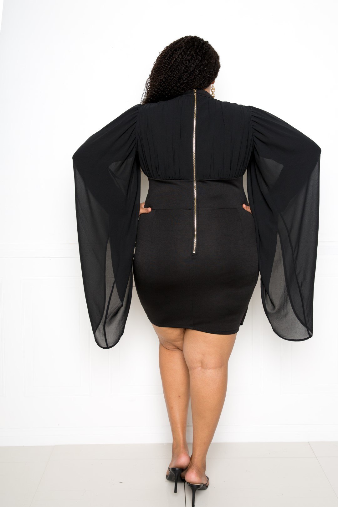 Cape Dress With Button Accent - Absolute Fashion 2020