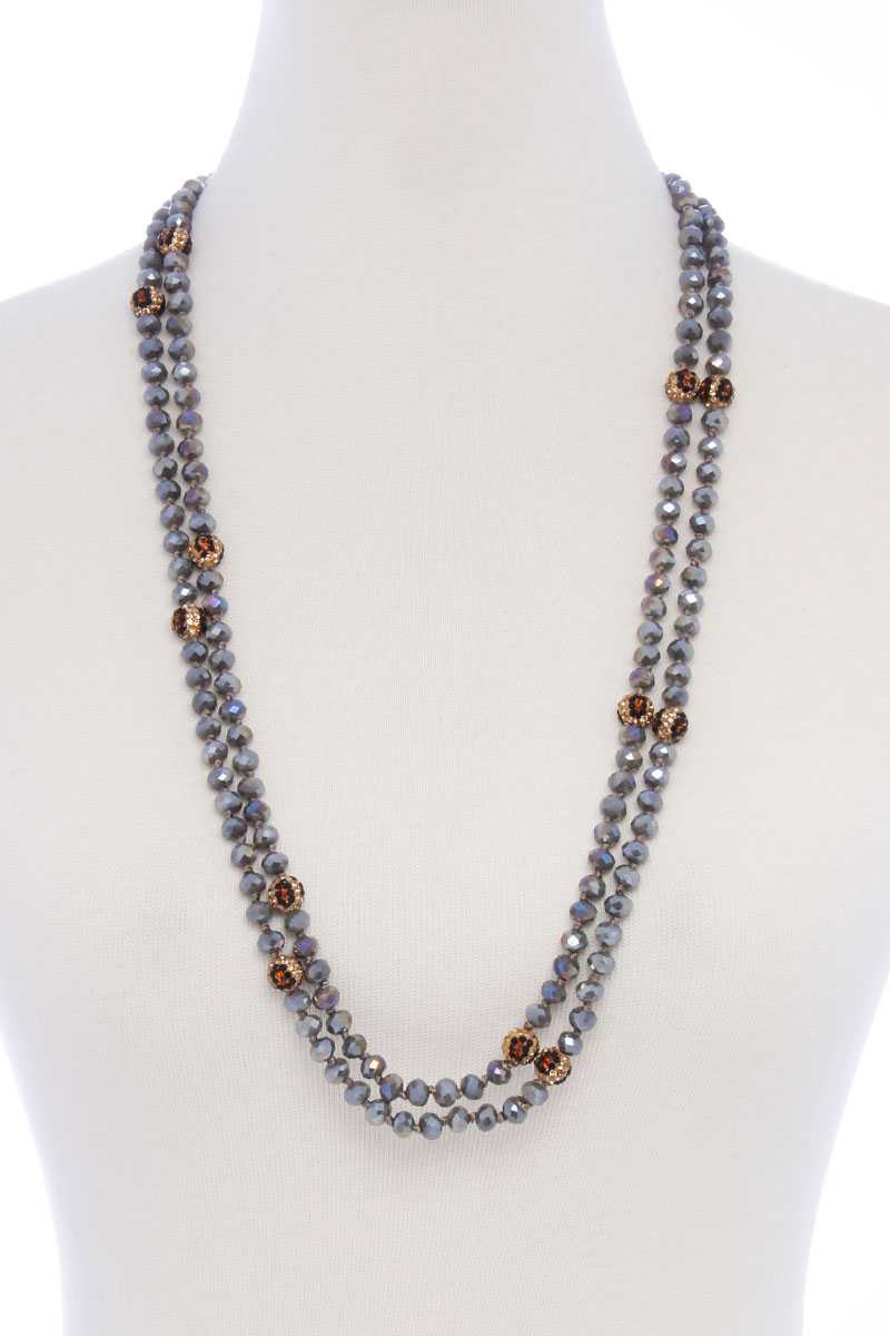 Glass Bead 2 Layered Long Necklace - Absolute Fashion 2020