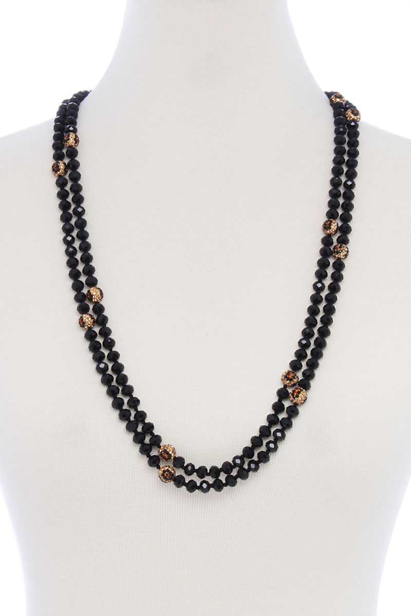 Glass Bead 2 Layered Long Necklace - Absolute Fashion 2020