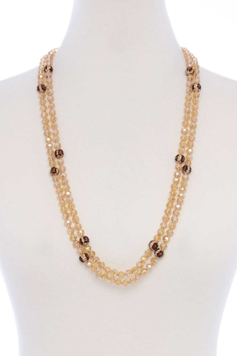 Glass Bead 2 Layered Long Necklace - Absolute Fashion 2020