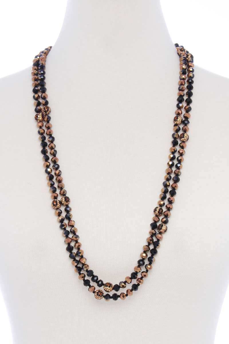 Glass Bead 2 Layered Long Necklace - Absolute Fashion 2020