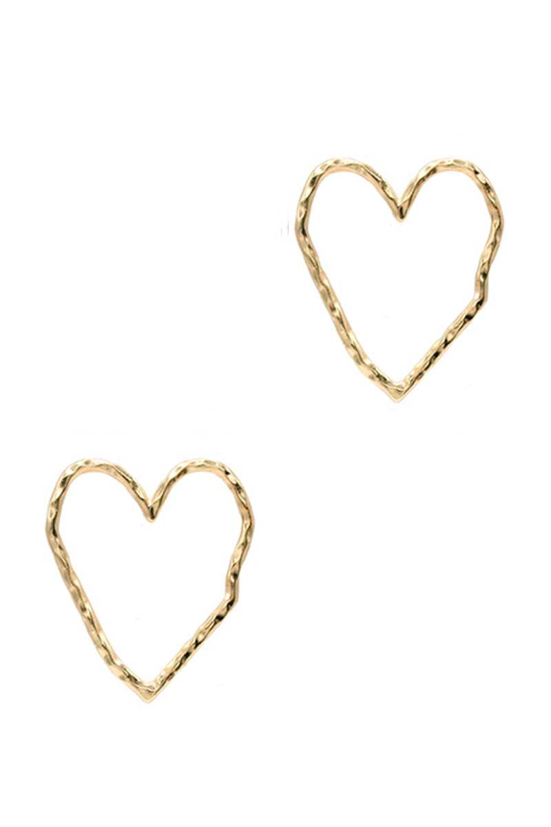 Rough Metal Heart Stud Earring - Absolute Fashion 2020