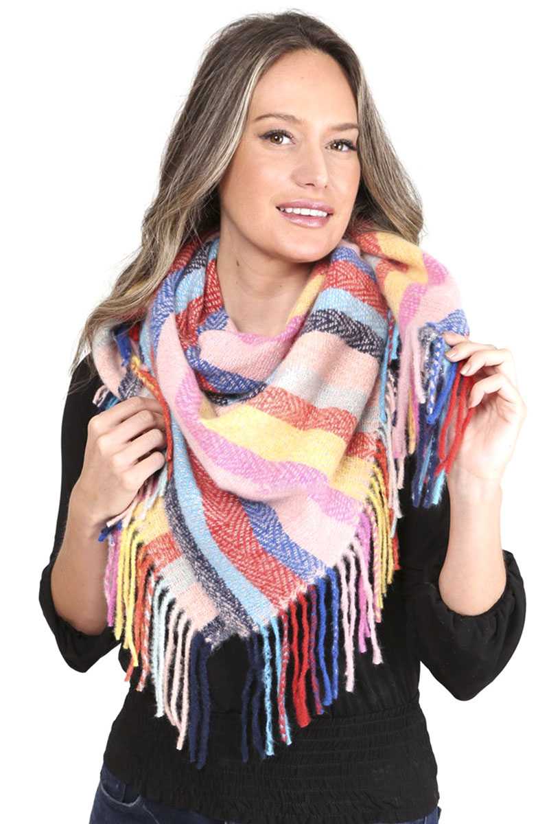 Stripes Blanket Scarf With Fringes - Absolute Fashion 2020