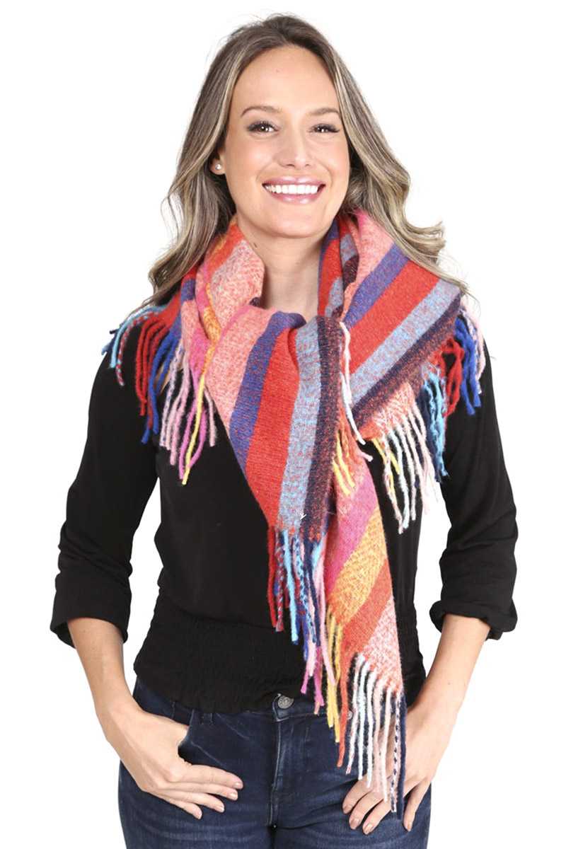 Stripes Blanket Scarf With Fringes - Absolute Fashion 2020