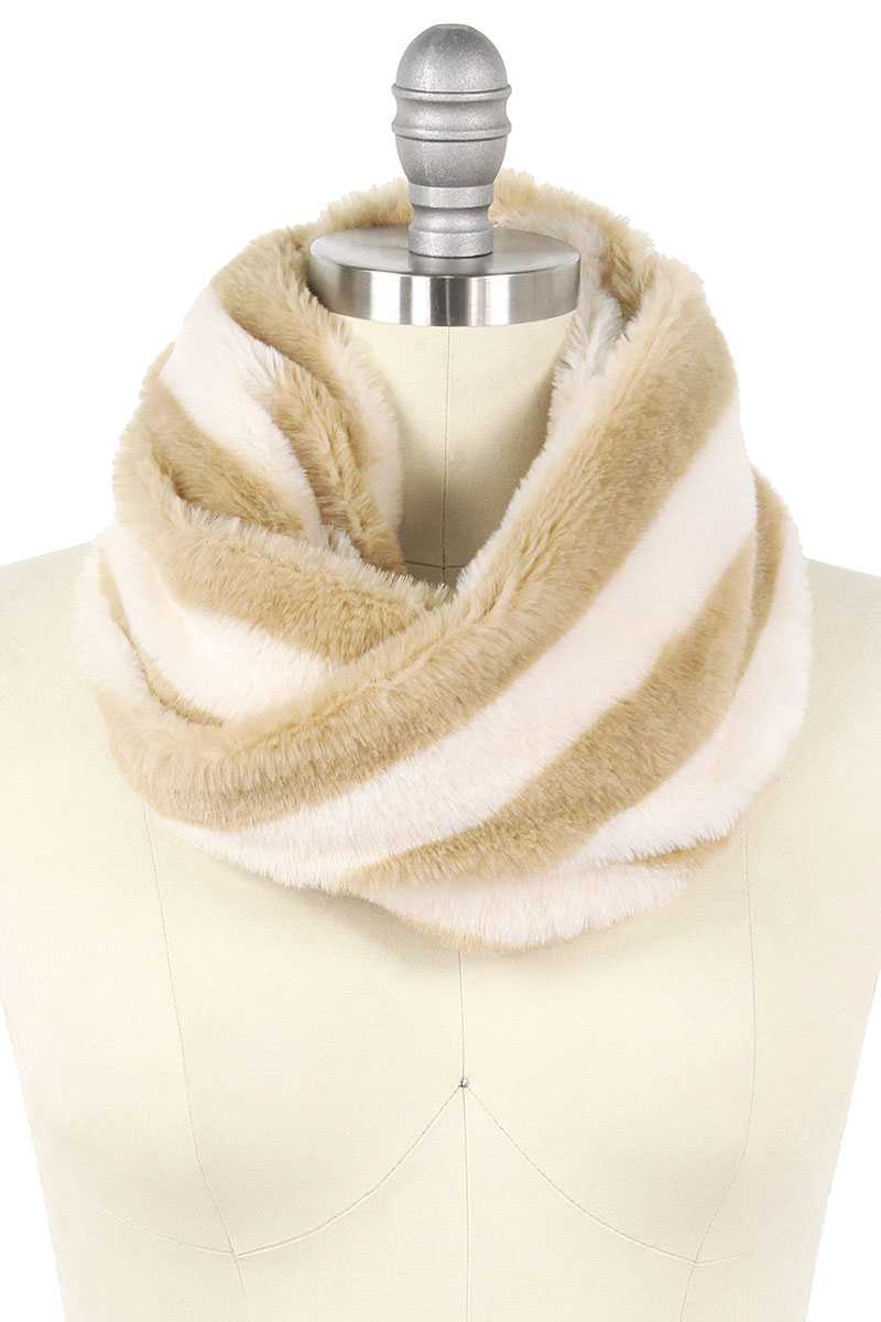 Stripe Fur Tube Infinity Scarf - Absolute Fashion 2020