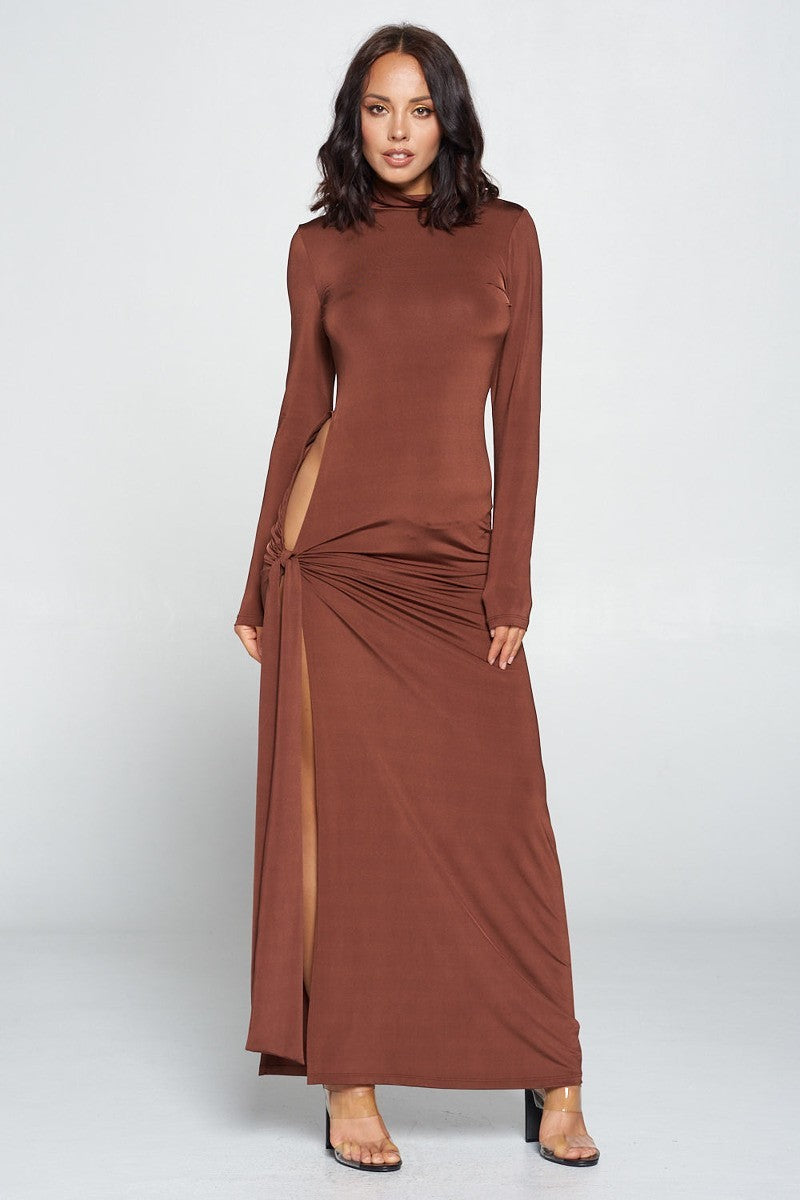 Side Tie Long Sleeve Dress - Absolute Fashion 2020
