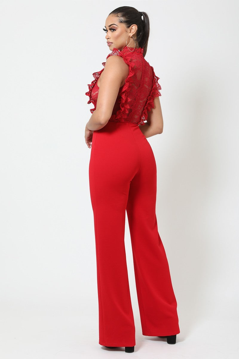 Crochet Lace Combined Bodice Jumpsuit - Absolute Fashion 2020