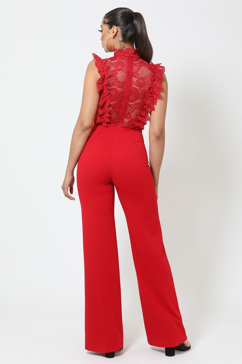 Crochet Lace Combined Bodice Jumpsuit - Absolute Fashion 2020