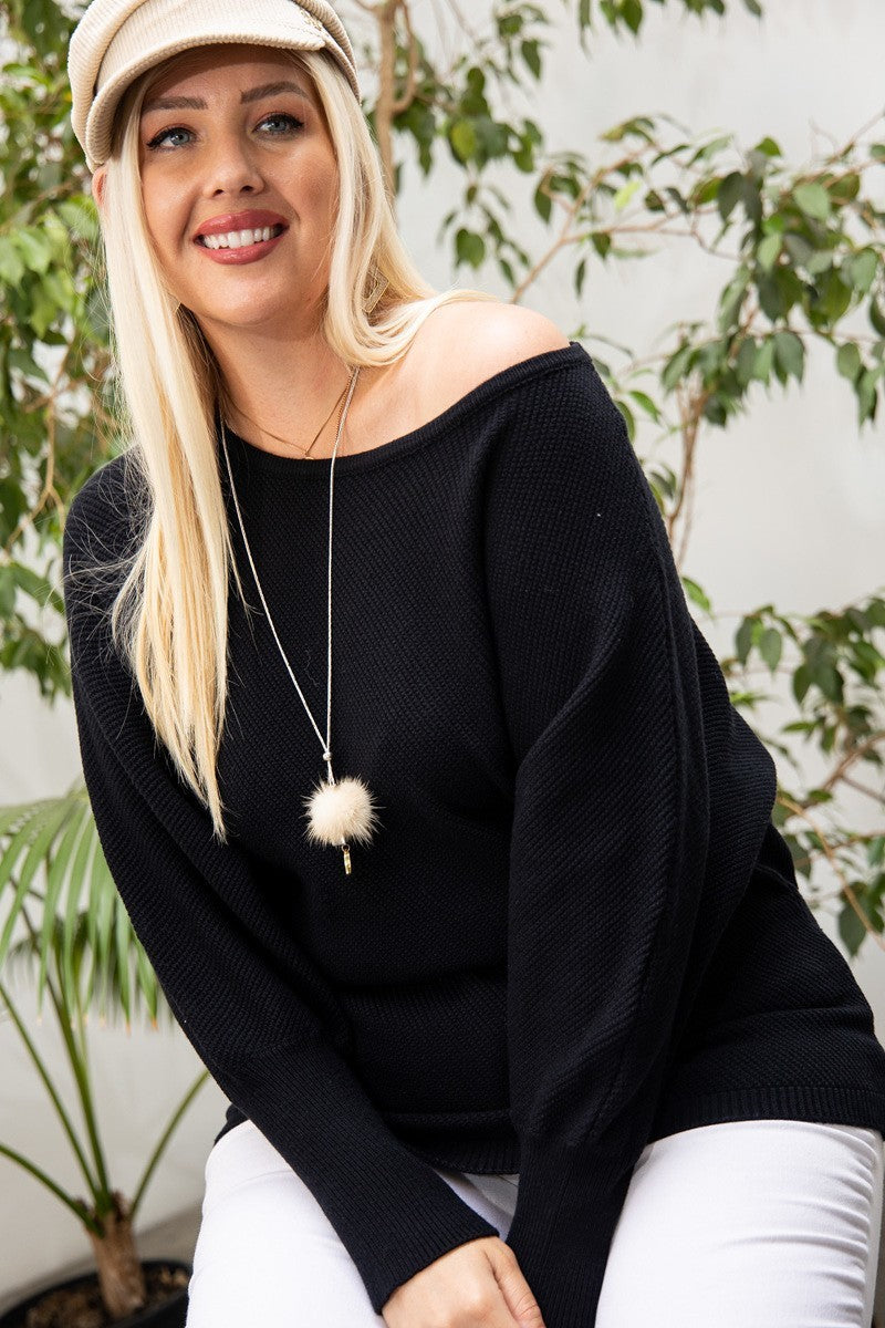 Round Neck Long Sleeve Solid Sweater - Absolute Fashion 2020