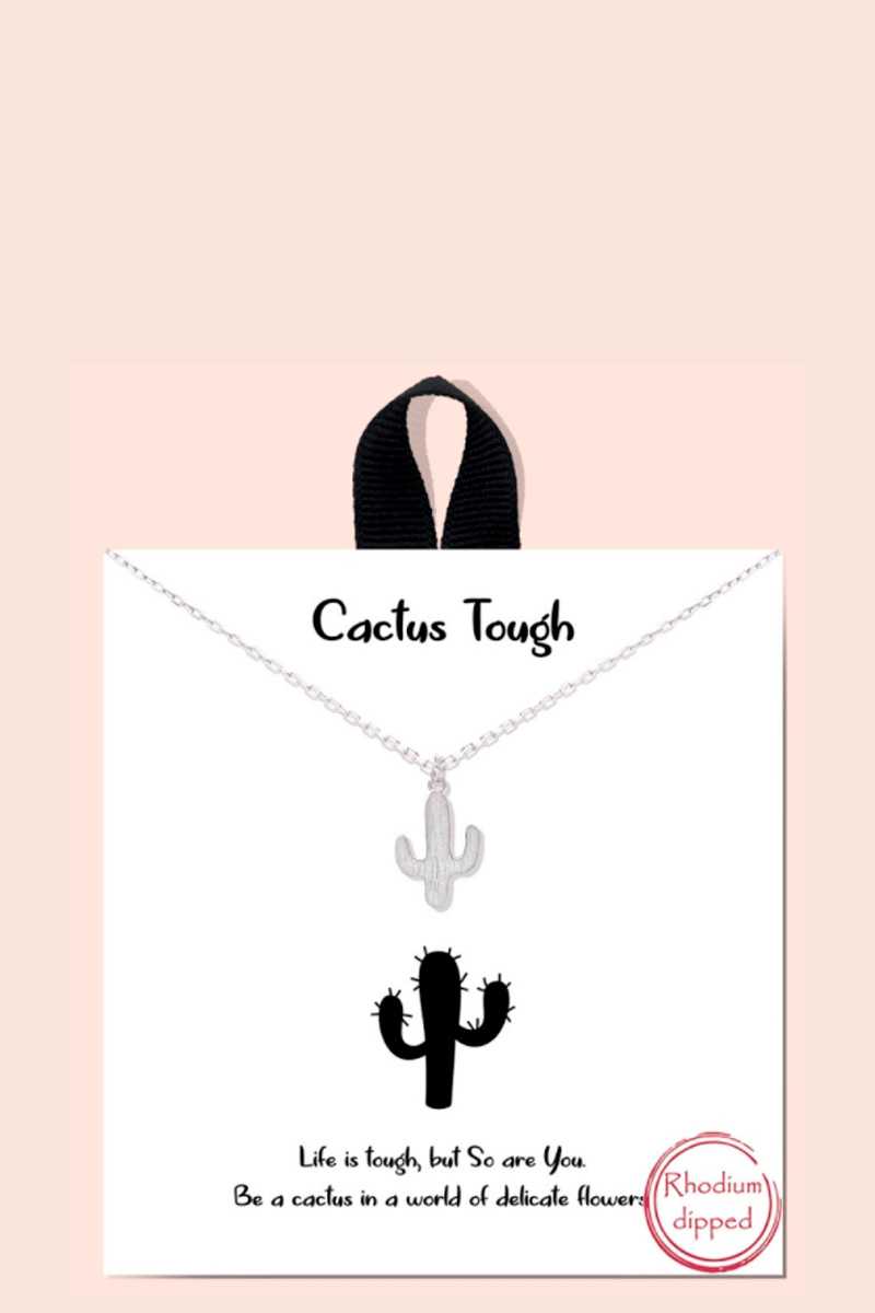 Cactus Tough Pendant Dainty Message Necklace - Absolute Fashion 2020