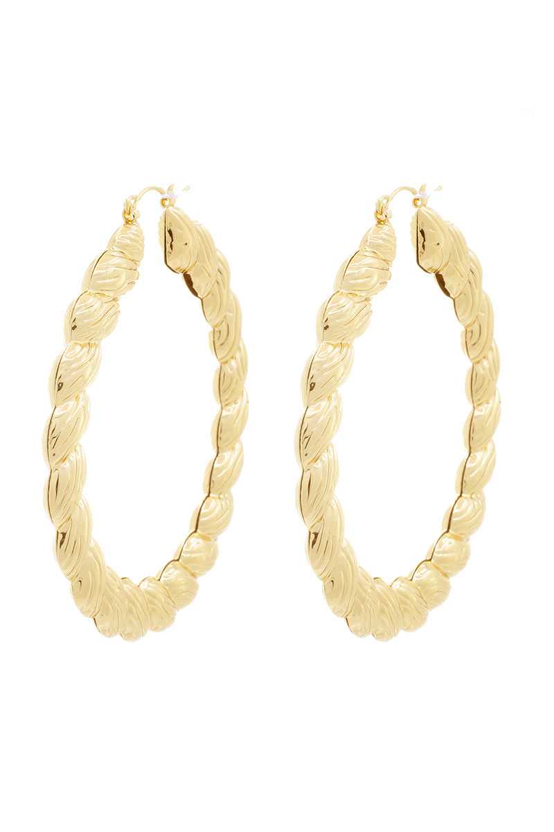 Chunky Metal Twist Shape Hoop Earring - Absolute Fashion 2020