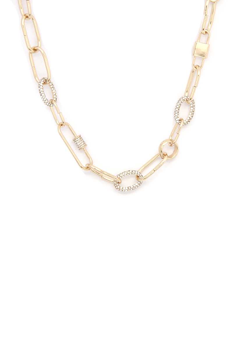 Rhinestone Oval Link Necklace - Absolute Fashion 2020