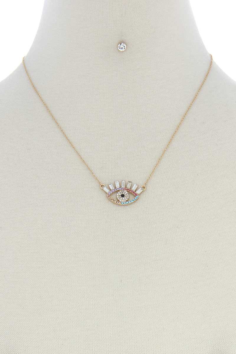 Rhinestone Eye Charm Necklace - Absolute Fashion 2020