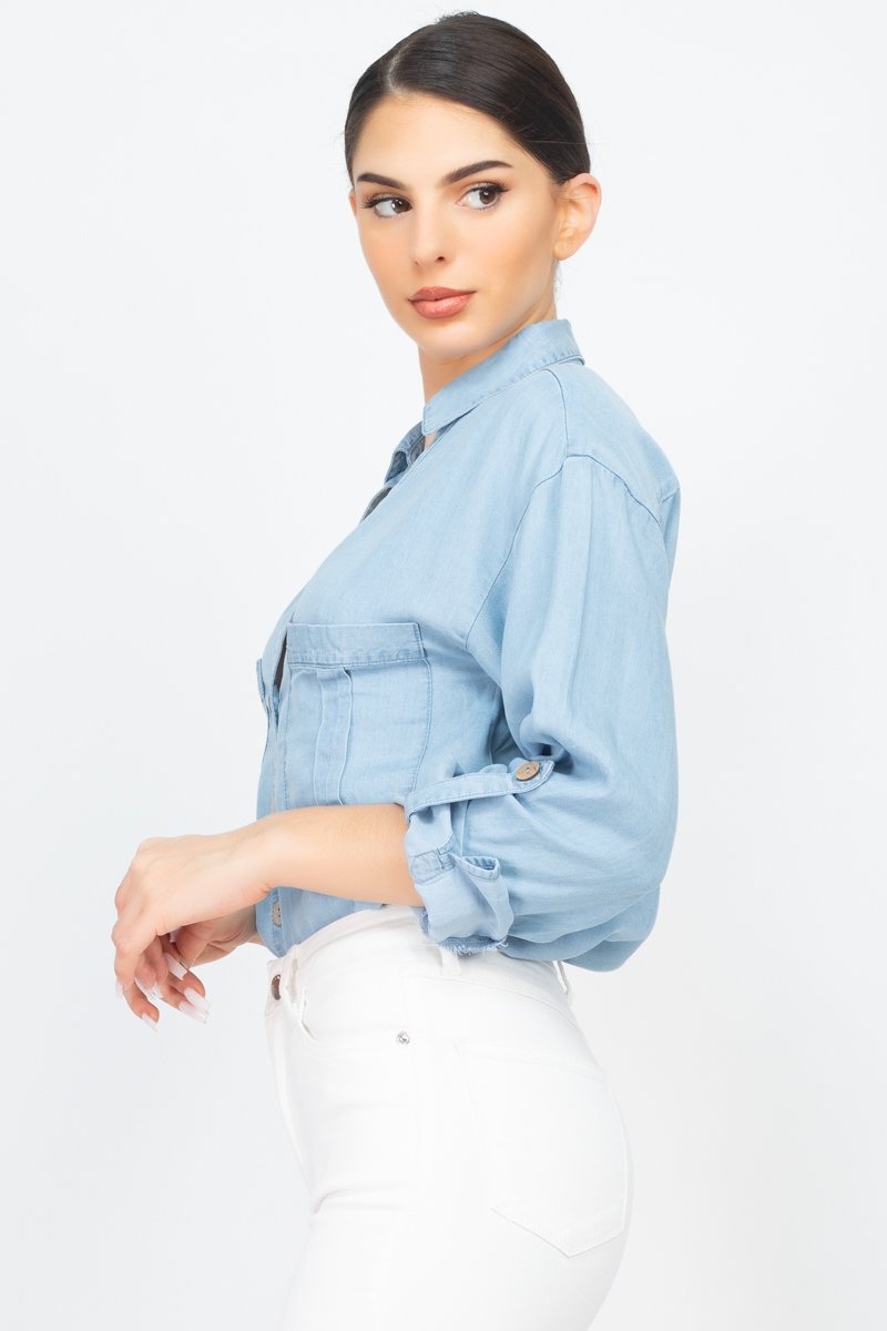 Chest-pocket Long Sleeves Polo Top - Absolute Fashion 2020
