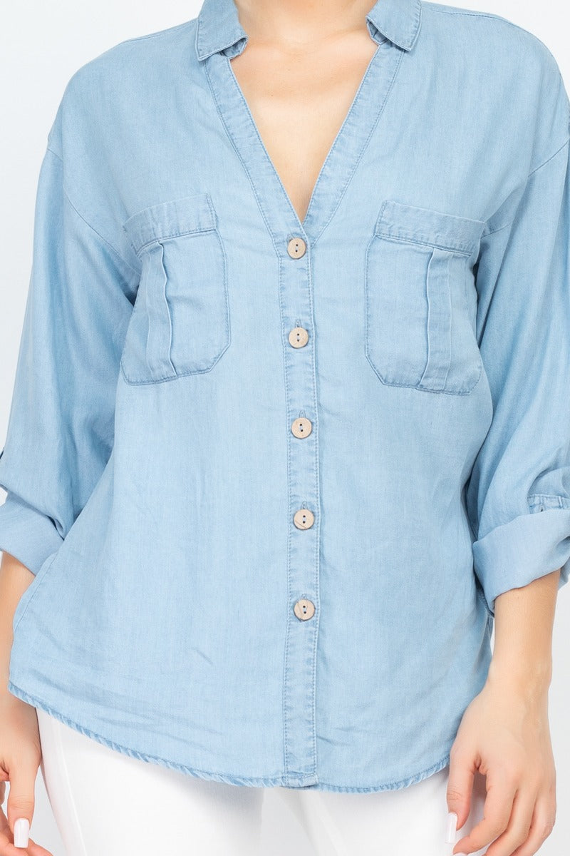 Chest-pocket Long Sleeves Polo Top - Absolute Fashion 2020