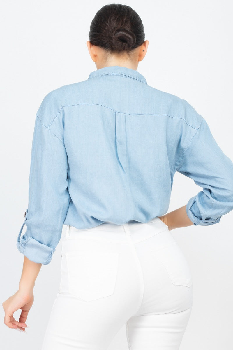 Chest-pocket Long Sleeves Polo Top - Absolute Fashion 2020