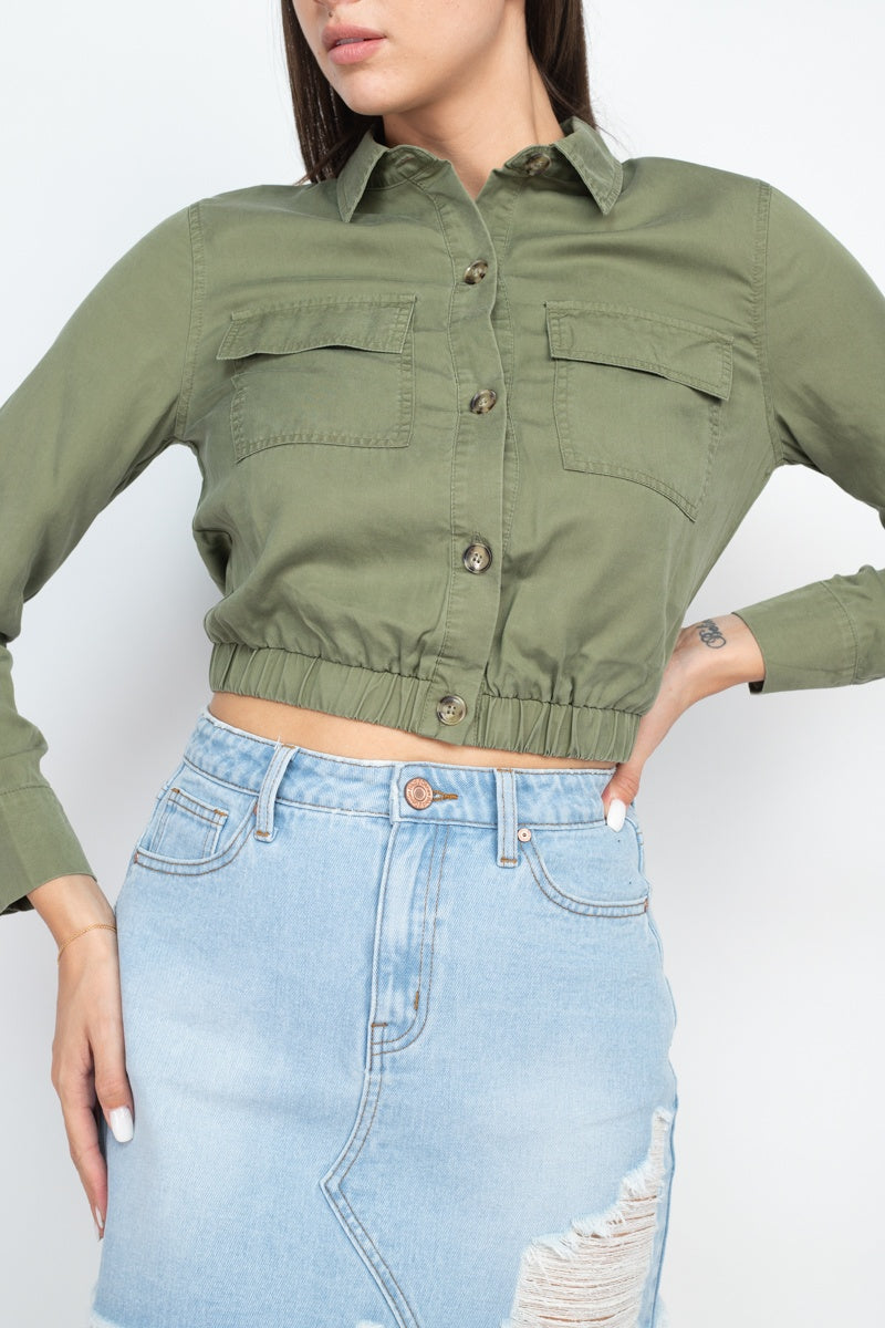 Elasticized Waist Flap Pockets Top - Absolute Fashion 2020