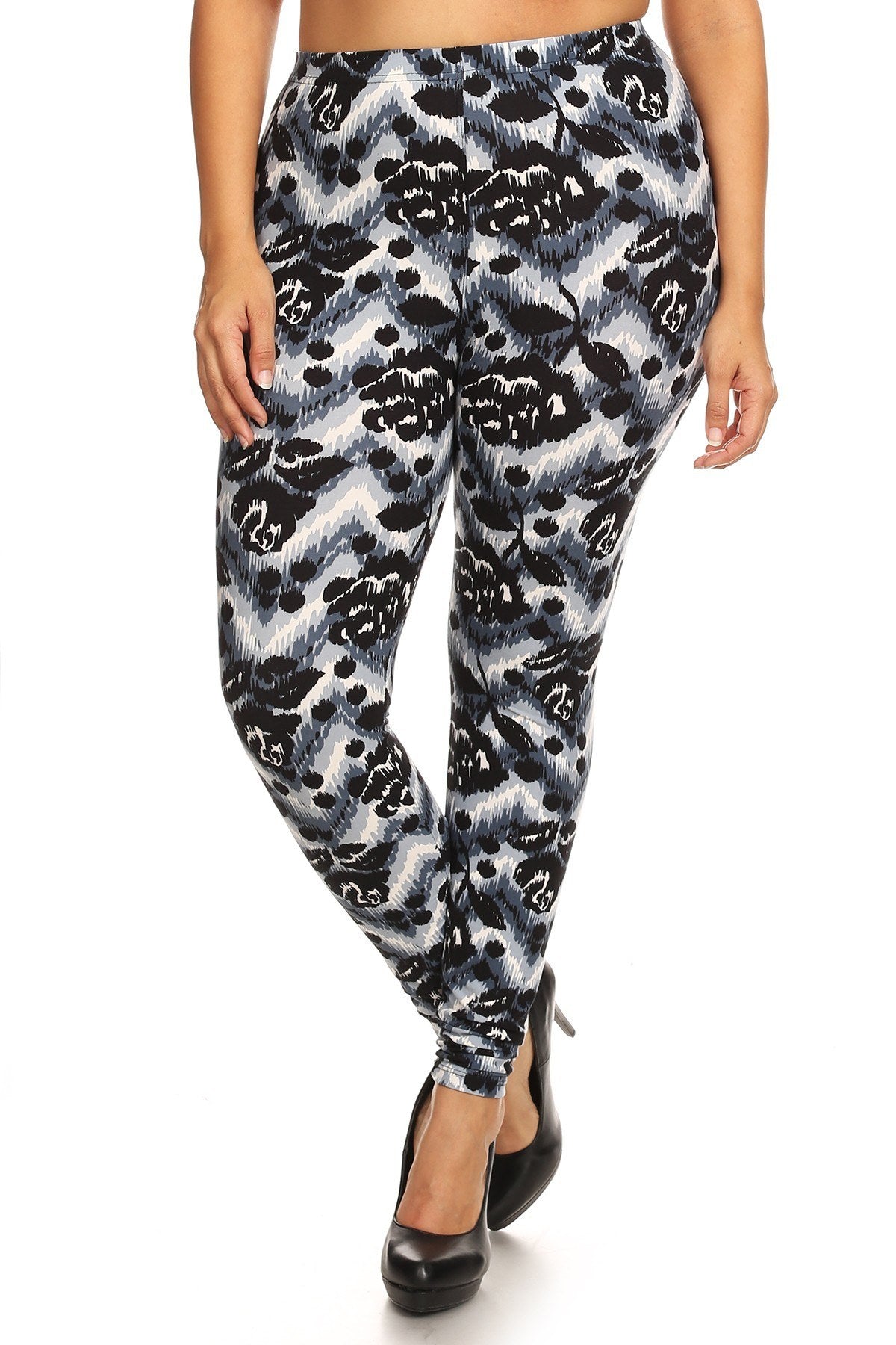 Abstract Print, Full Length Leggings In A Slim Fitting Style With A Banded High Waist - Absolute Fashion 2020