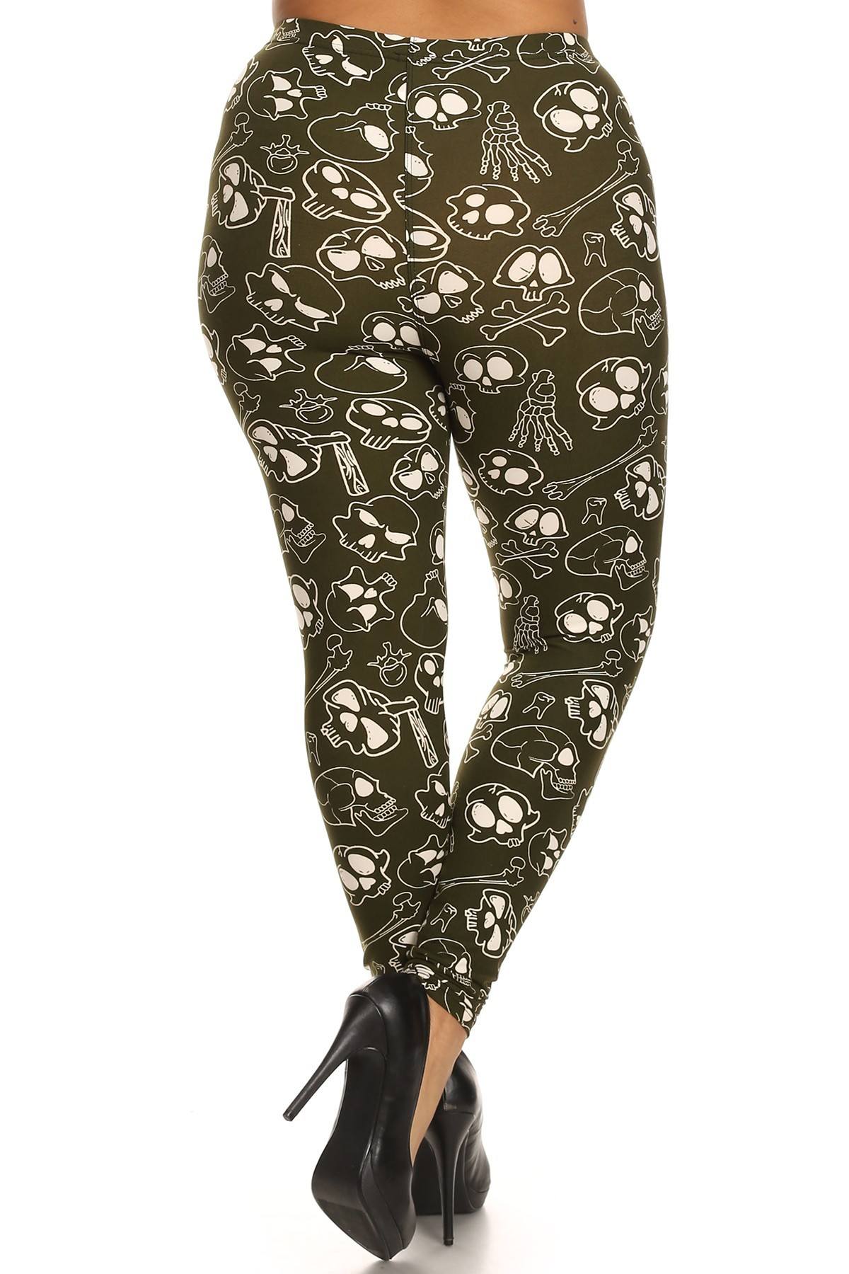 Skulls And Bones Graphic Printed Knit Legging With Elastic Waist Detail. High Waist Fit. - Absolute Fashion 2020