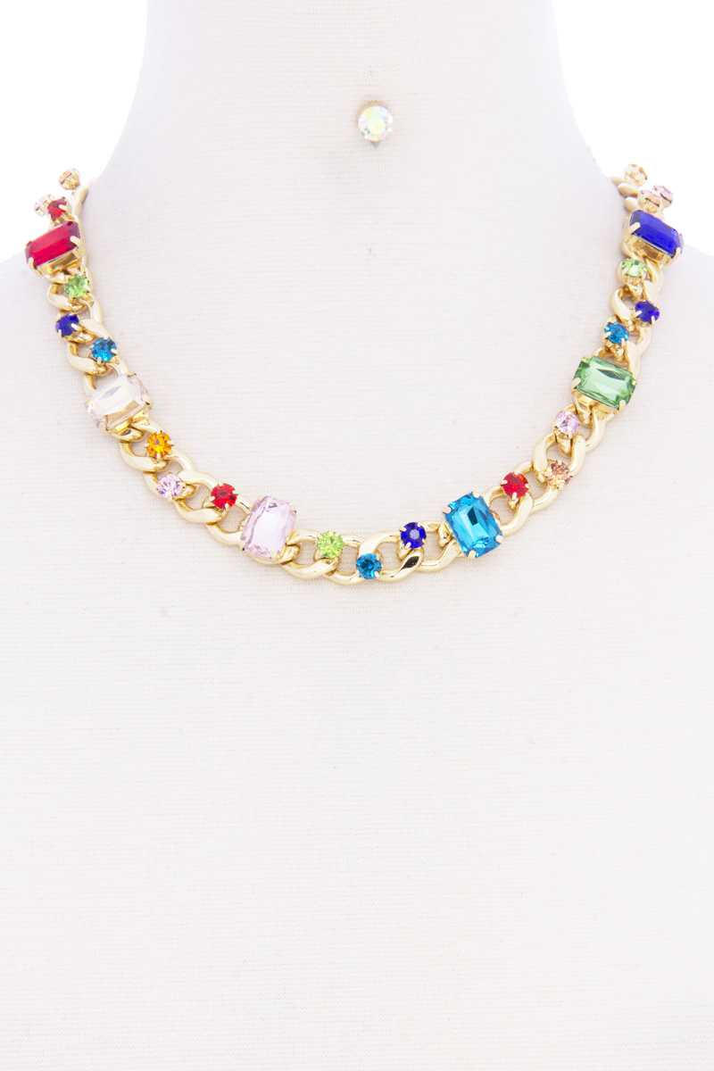 Rhinestone Cuban Link Necklace - Absolute Fashion 2020