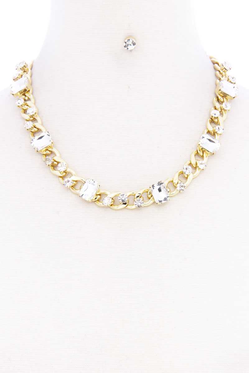 Rhinestone Cuban Link Necklace - Absolute Fashion 2020