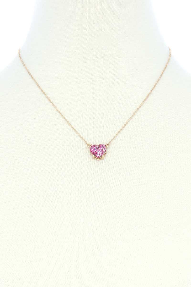 Glitter Heart Charm Necklace - Absolute Fashion 2020