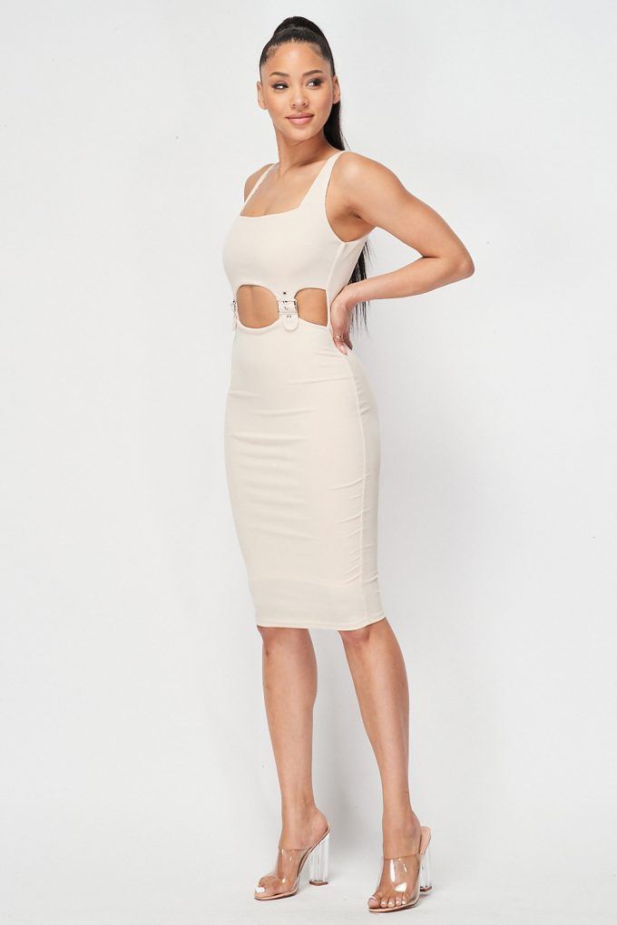 Cut-out Buckle Detail Bodycon Dress - Absolute Fashion 2020