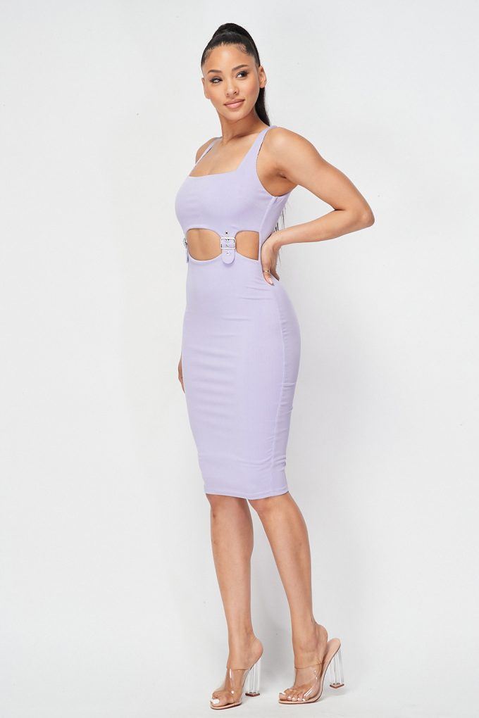 Cut-out Buckle Detail Bodycon Dress - Absolute Fashion 2020