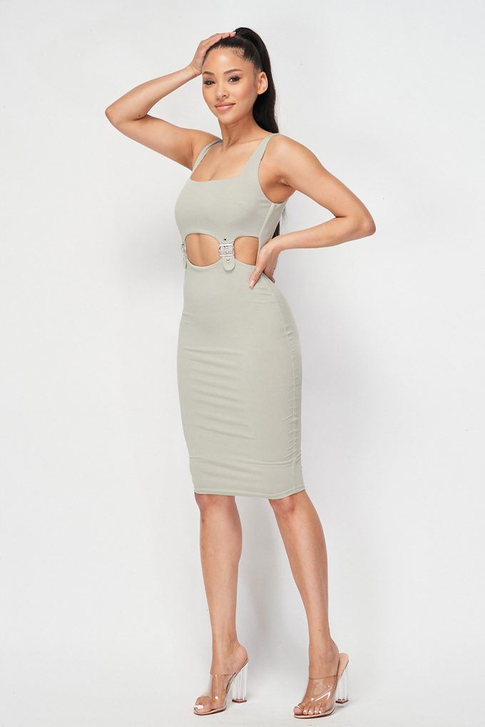 Cut-out Buckle Detail Bodycon Dress - Absolute Fashion 2020