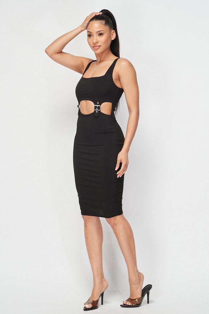 Cut-out Buckle Detail Bodycon Dress - Absolute Fashion 2020
