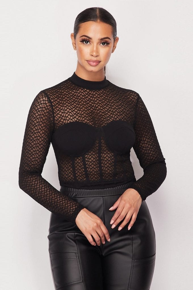 Sexy Mesh Mock Neck Top - Absolute Fashion 2020