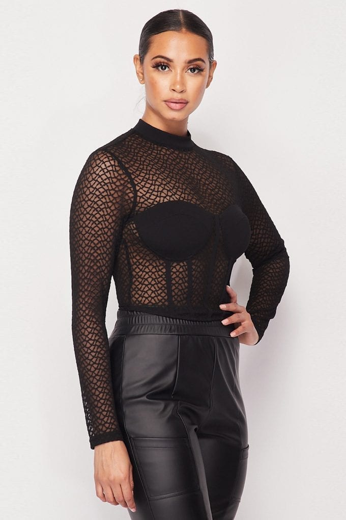 Sexy Mesh Mock Neck Top - Absolute Fashion 2020