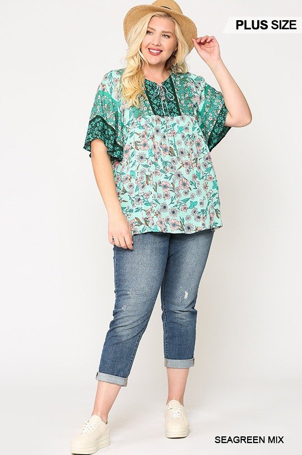 Floral Print Lace Up Flutter Sleeve Top - Absolute Fashion 2020