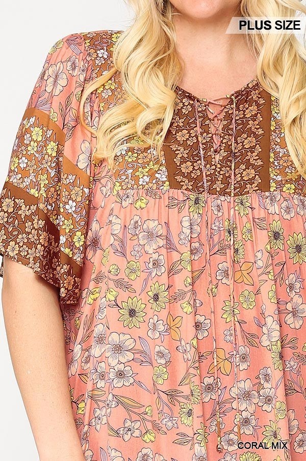 Floral Print Lace Up Flutter Sleeve Top - Absolute Fashion 2020