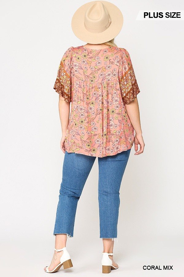 Floral Print Lace Up Flutter Sleeve Top - Absolute Fashion 2020