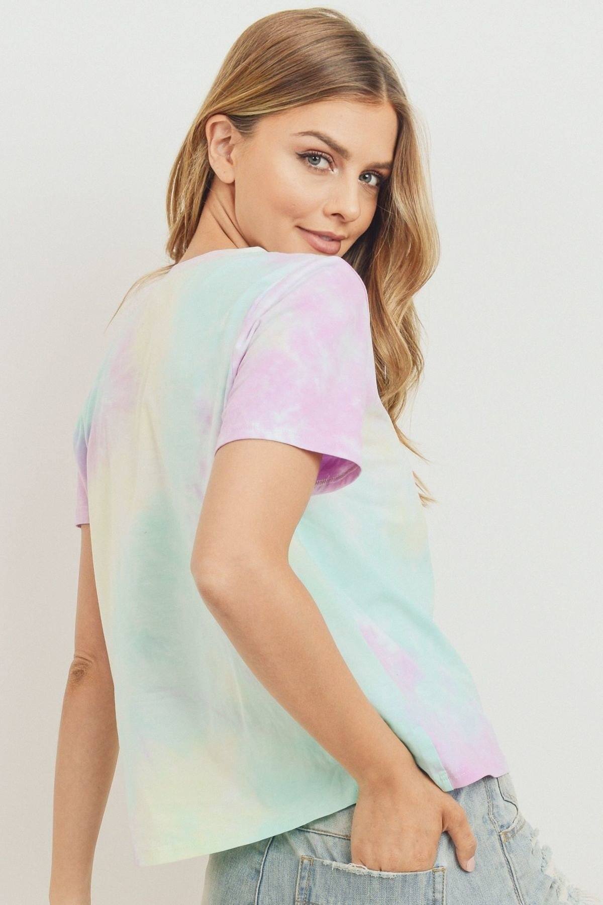 Tie Dyed Round Neck Short Sleeve Tee - Absolute Fashion 2020