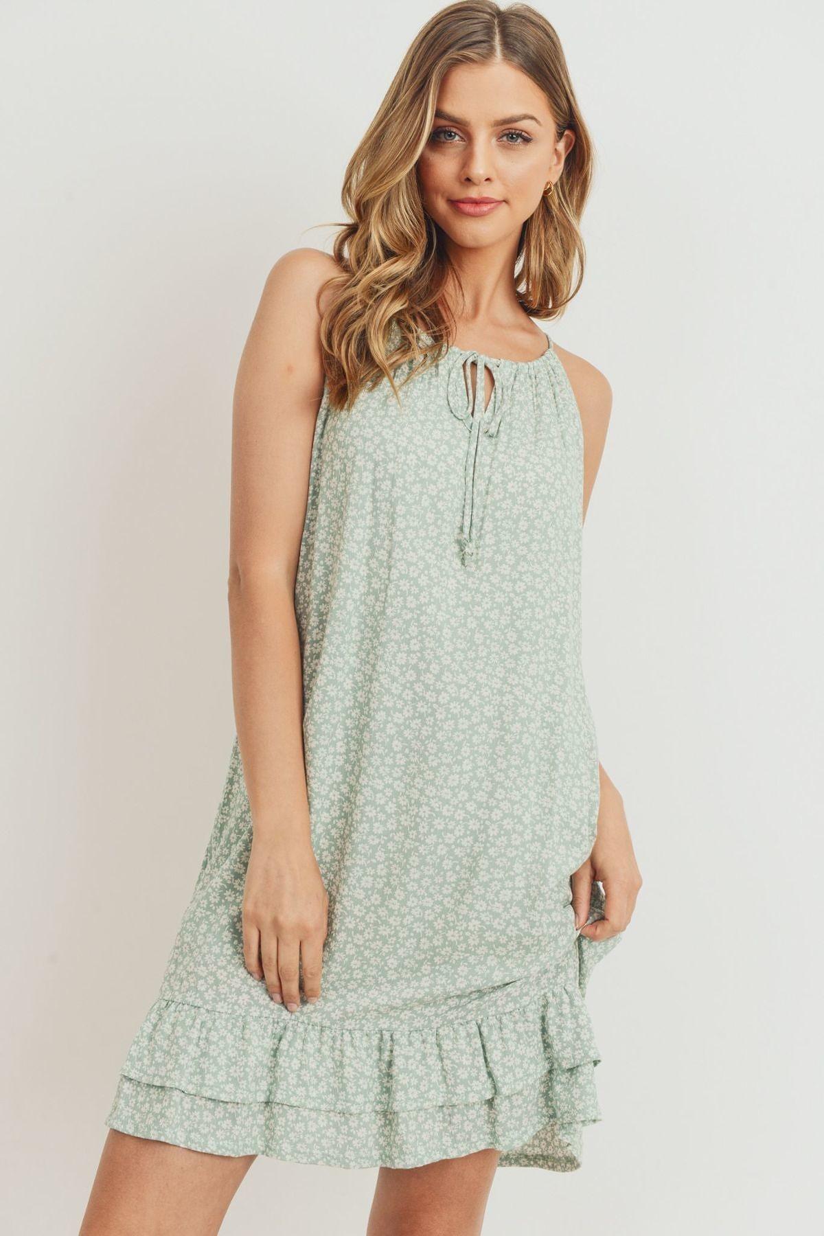 Ruffled Floral Sleeveless Dress - Absolute Fashion 2020