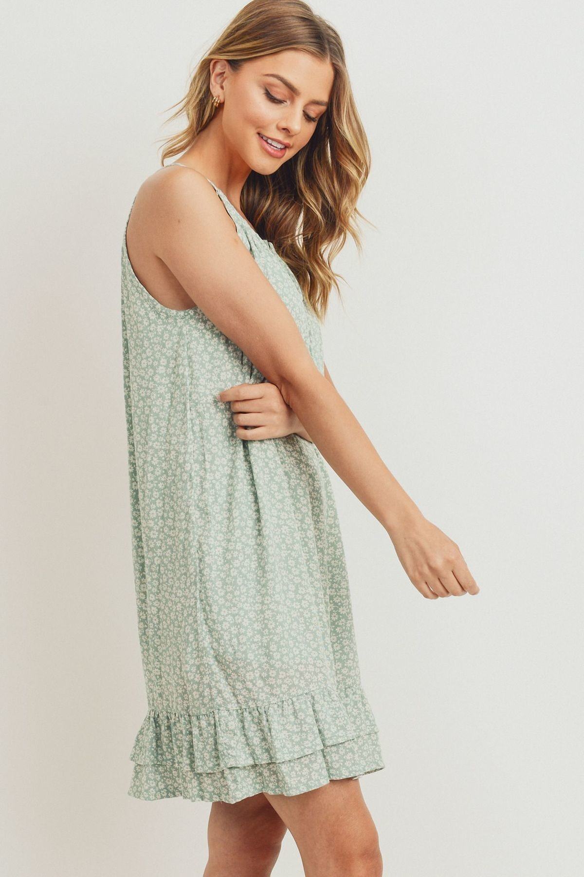 Ruffled Floral Sleeveless Dress - Absolute Fashion 2020
