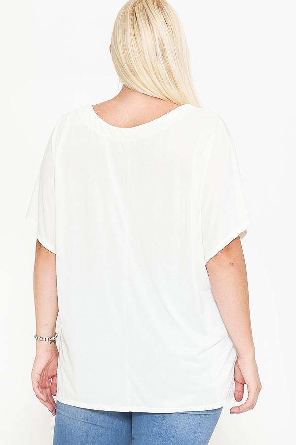 Side Slit With V-neck Dolman Short Sleeve Solid Blouse - Absolute Fashion 2020