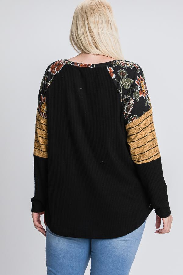 Raglan Sleeve Color Block Long Sleeve Top - Absolute Fashion 2020