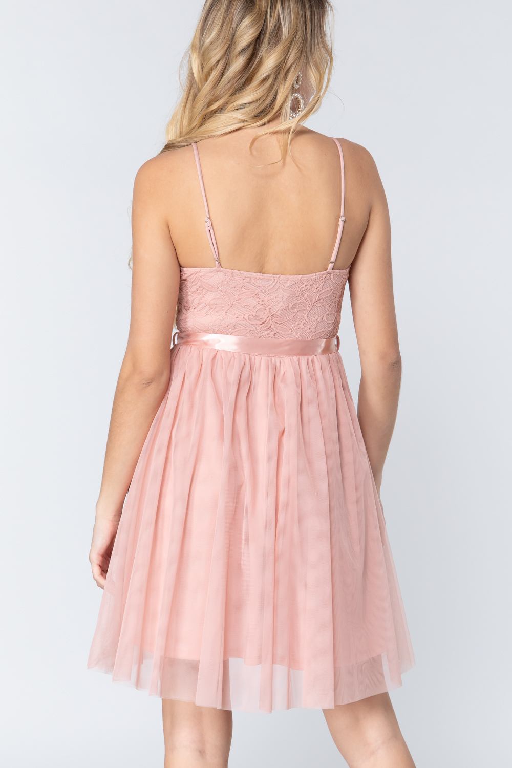 Lace Stiff Meshed Cami Mini Dress - Absolute Fashion 2020