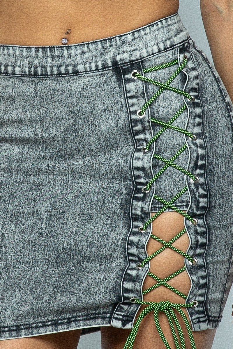 Stretchable Denim Cropped Top/stretchable Denim High-waist Skirt Set - Absolute Fashion 2020
