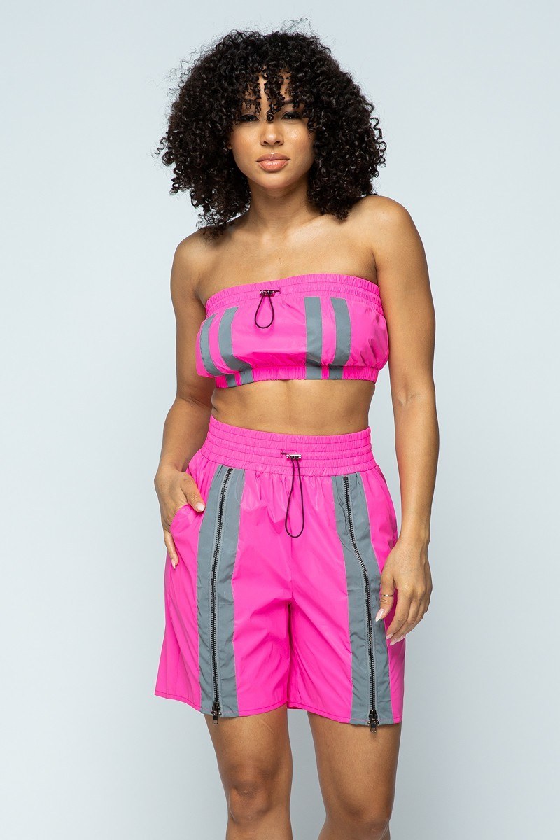 Cropped Mini Tube Top/lined Thigh Length Shorts Set - Absolute Fashion 2020