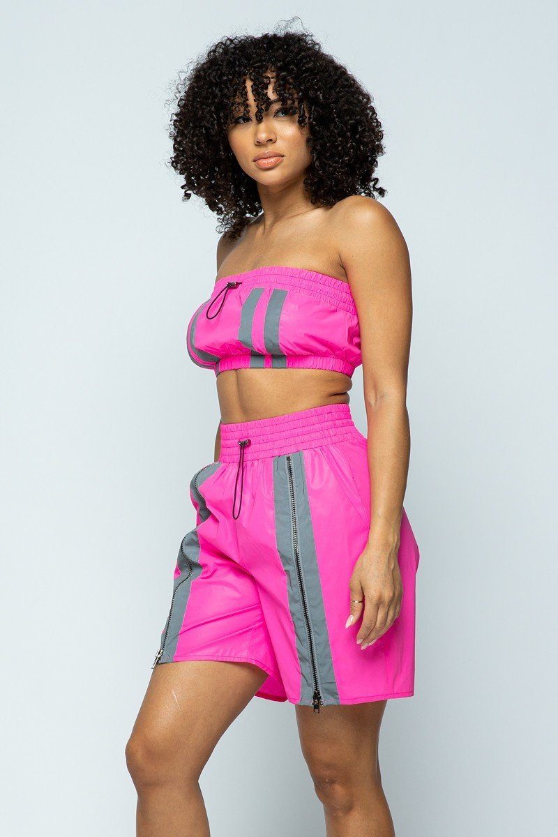 Cropped Mini Tube Top/lined Thigh Length Shorts Set - Absolute Fashion 2020
