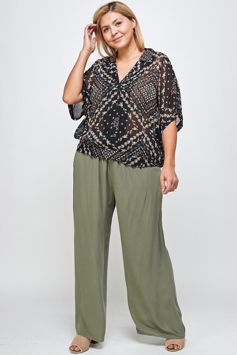 Floral Scarf Printed Button-up Blouse - Absolute Fashion 2020