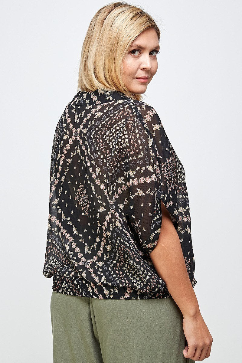 Floral Scarf Printed Button-up Blouse - Absolute Fashion 2020