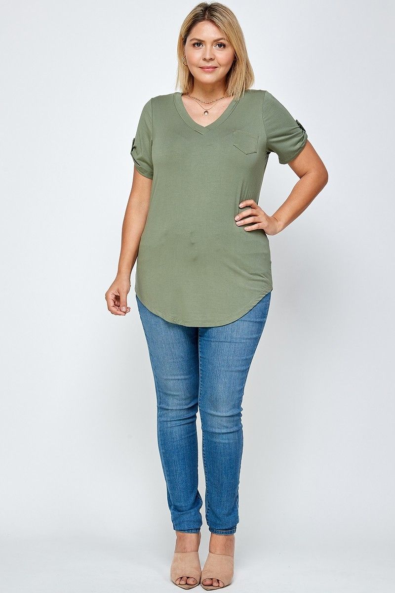 Solid Knit V-neck Tee - Absolute Fashion 2020