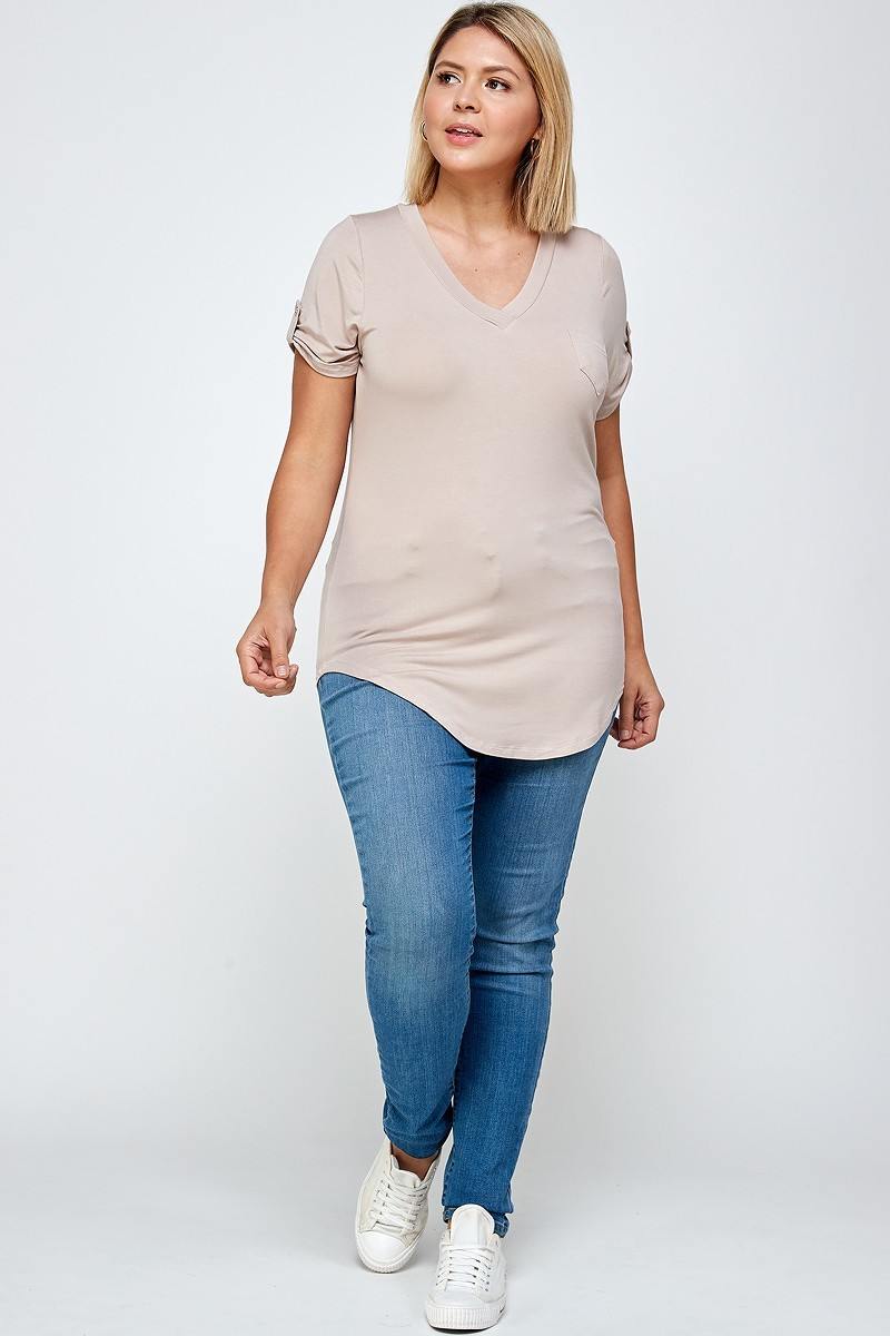 Solid Knit V-neck Tee - Absolute Fashion 2020